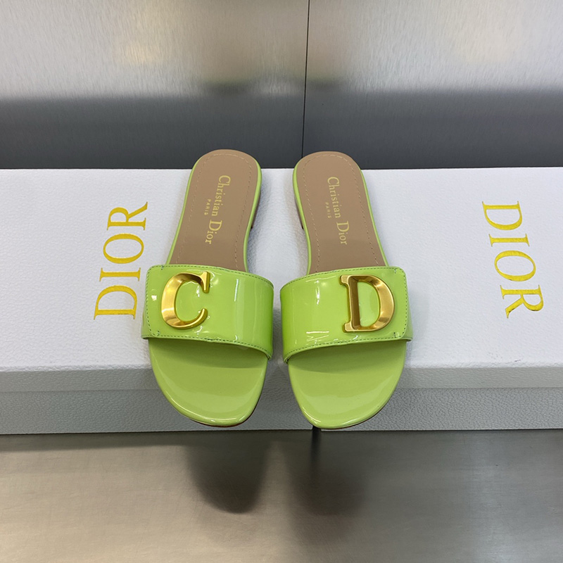 C'est Dior Slides Women Patent Leather Green