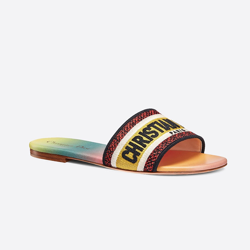 Christian Dior Dway Slides Women Canvas Multicolor