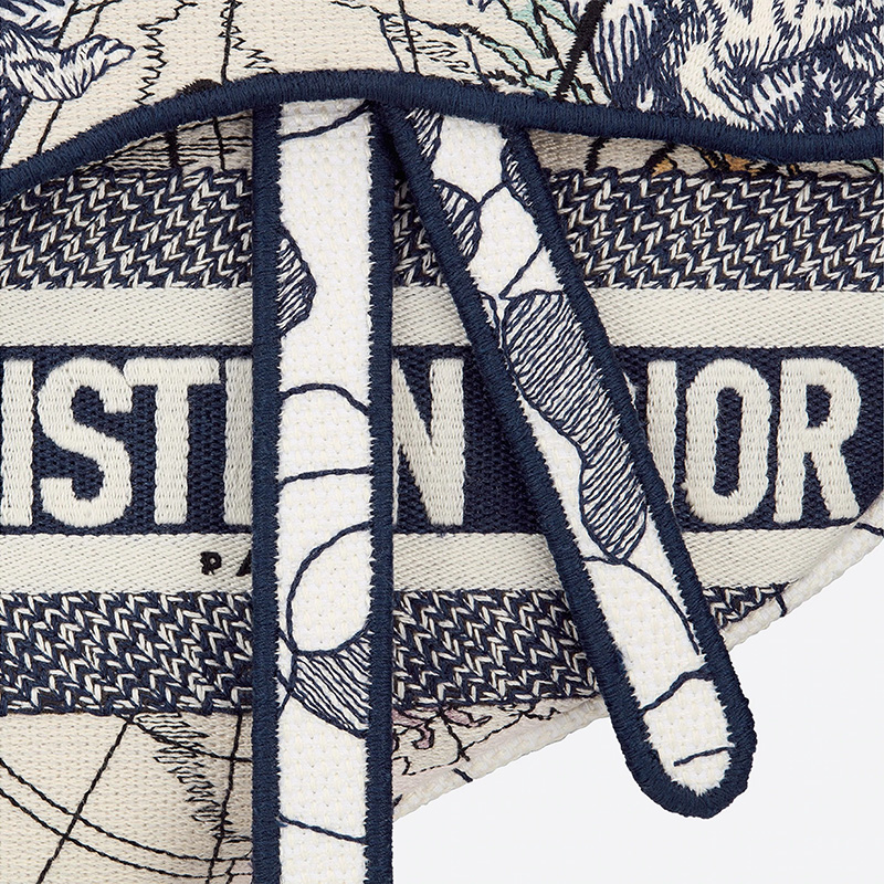 Christian Dior Saddle Bag Around the World Motif Canvas Blue