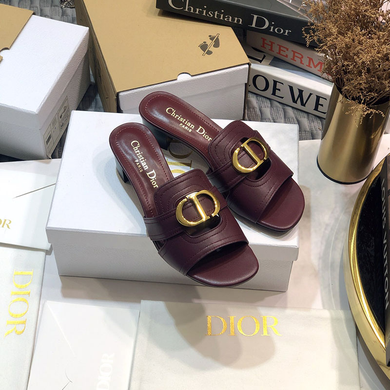 Dior 30 Montaigne Heeled Slides Women Calfskin Burgundy