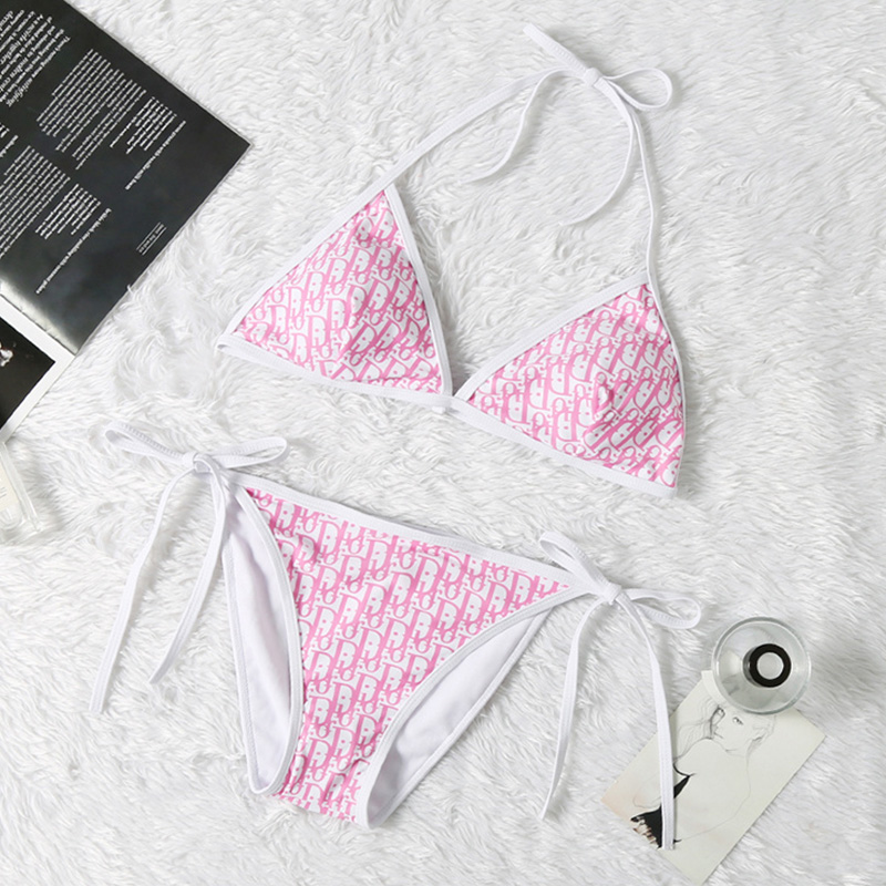 Dior Bikini Women Oblique Jacquard Cotton Pink