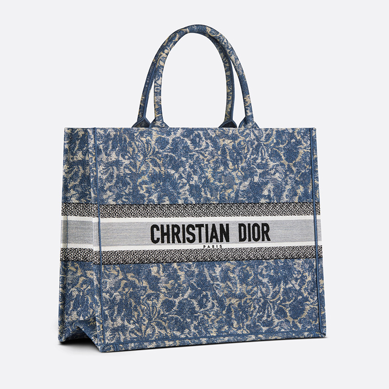 Dior Book Tote Brocart Motif Canvas Blue
