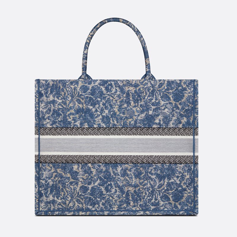 Dior Book Tote Brocart Motif Canvas Blue