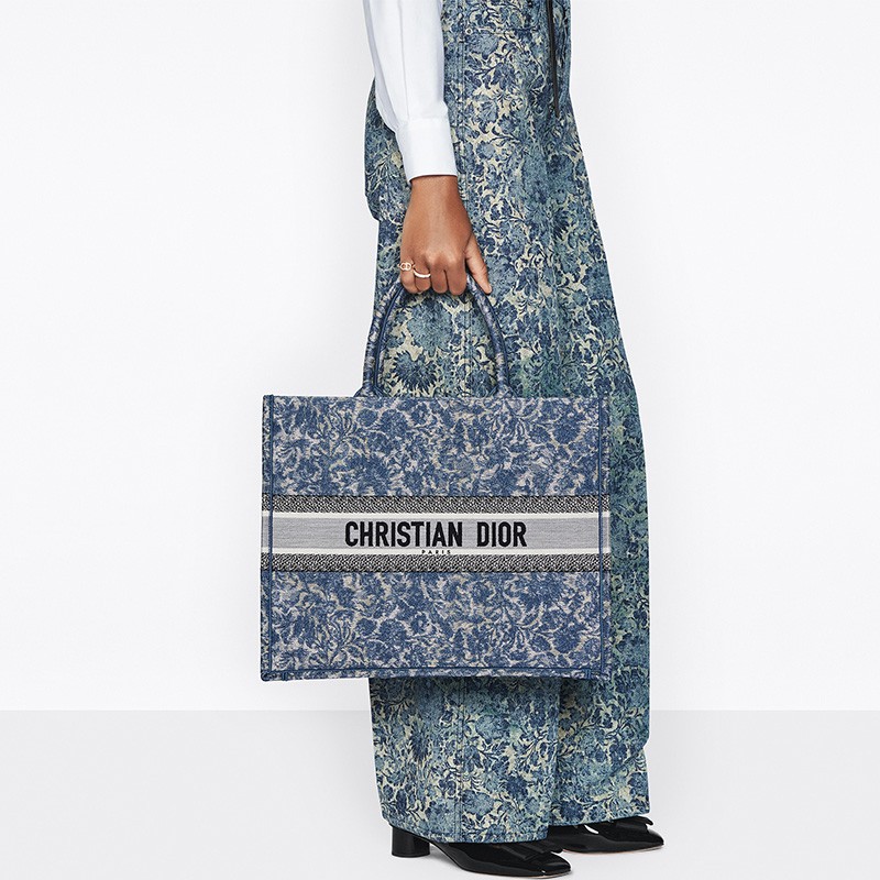 Dior Book Tote Brocart Motif Canvas Blue