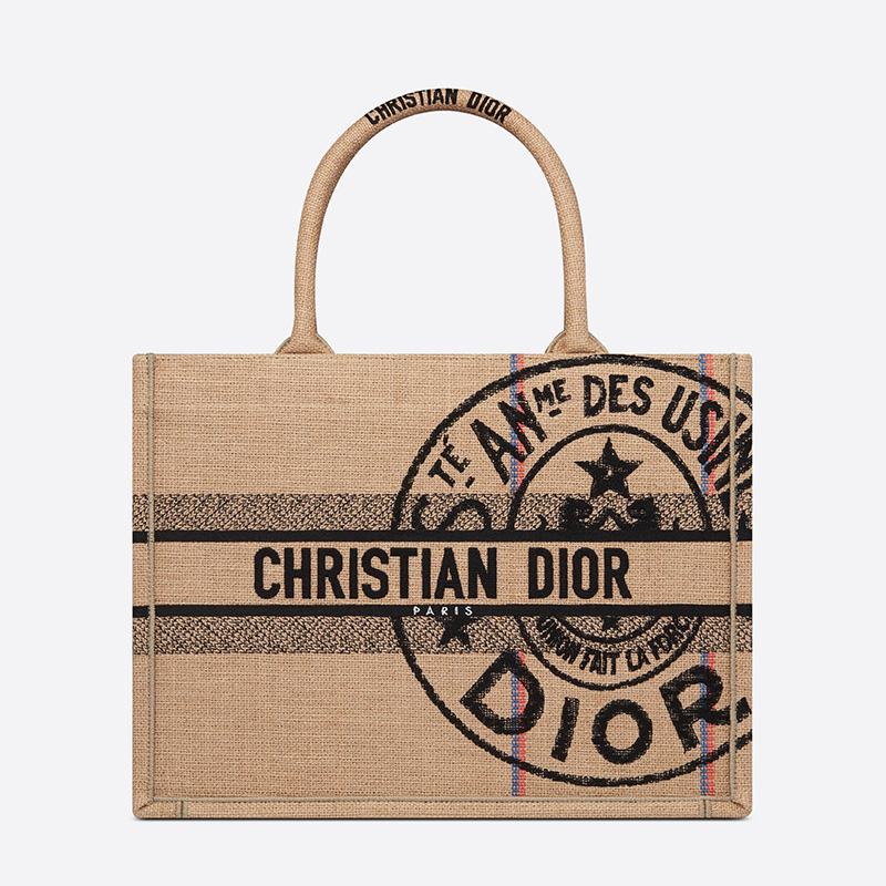Dior Book Tote Jute Motif Canvas Beige