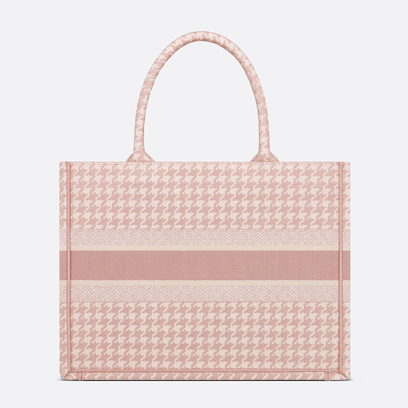 Dior Book Tote Macro Houndstooth Motif Canvas Cherry
