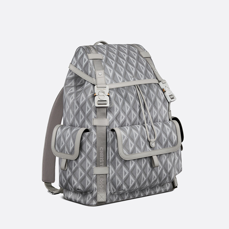 Dior Hit The Road Backpack CD Diamond Motif Canvas Grey