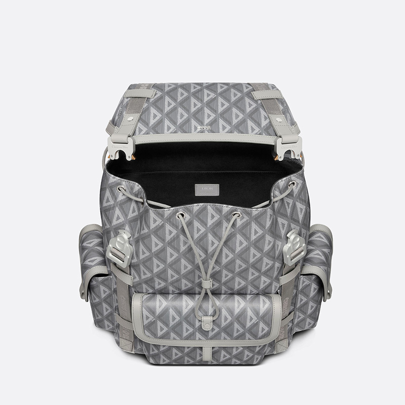 Dior Hit The Road Backpack CD Diamond Motif Canvas Grey