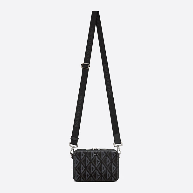 Dior Messenger Pouch CD Diamond Motif Canvas Black