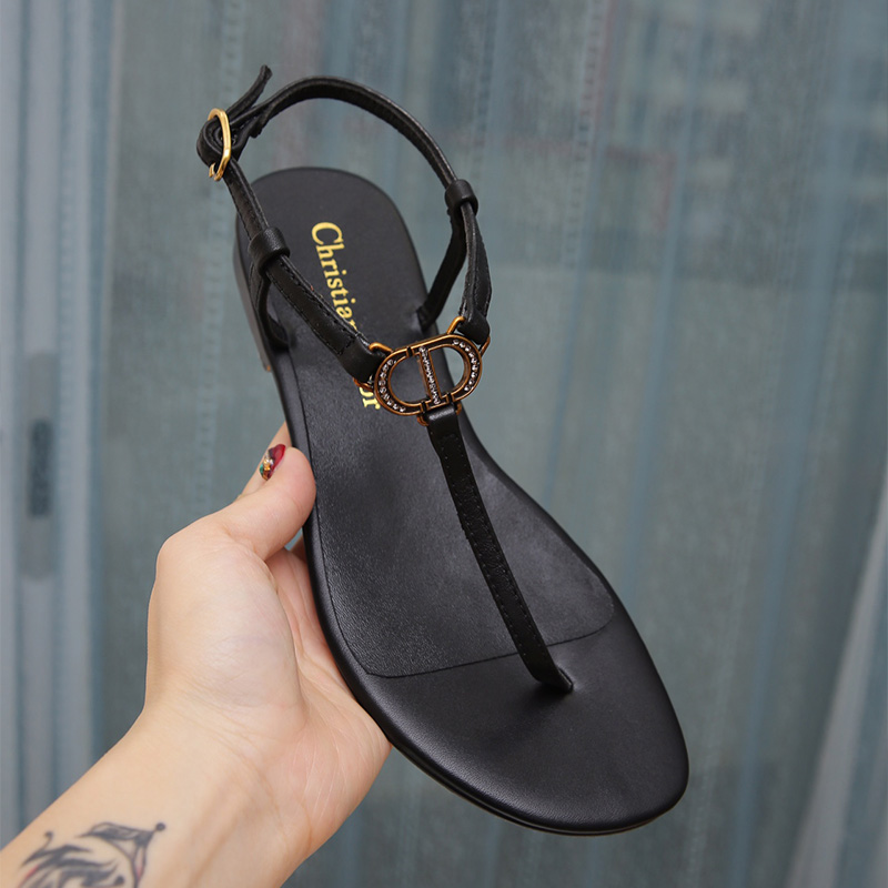 Dior Signature Sandals Women Lambskin Black