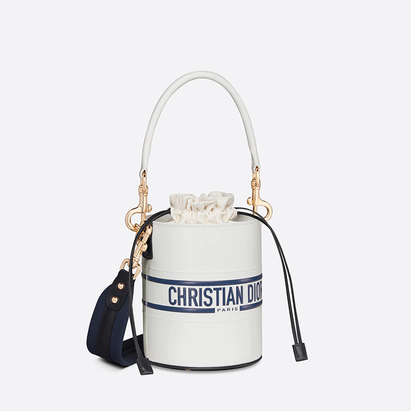 Small Dior Vibe Bucket Bag Smooth Calfskin White