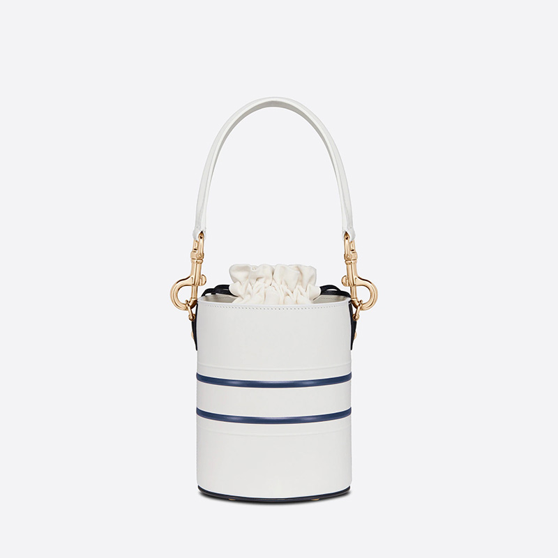 Small Dior Vibe Bucket Bag Smooth Calfskin White