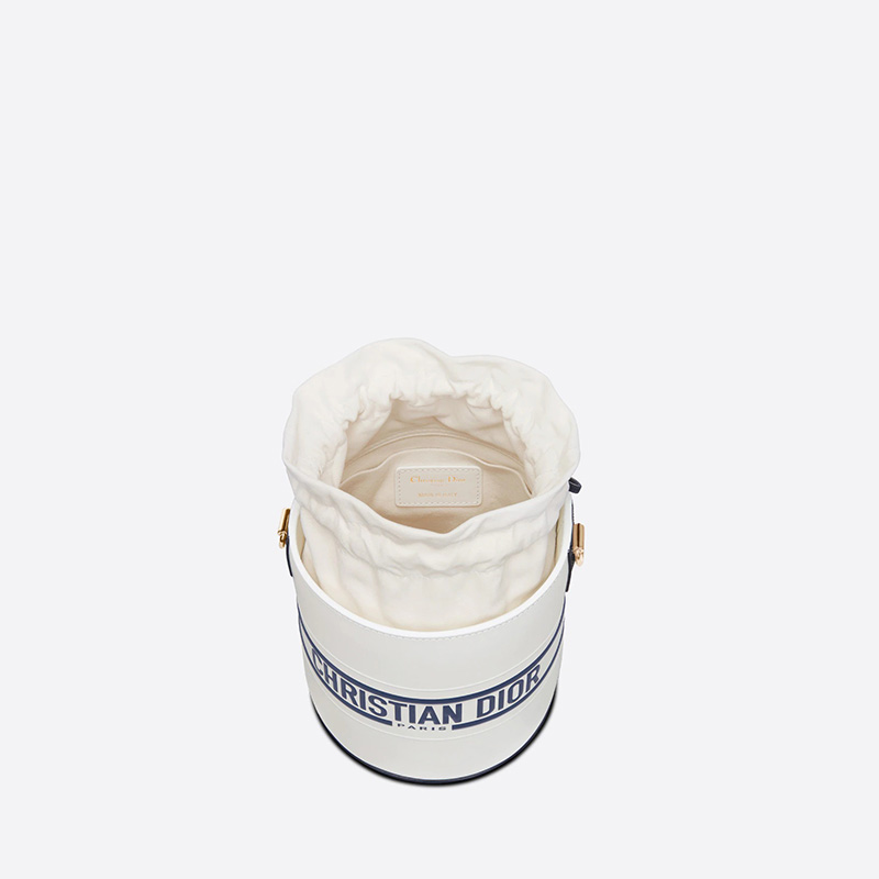 Small Dior Vibe Bucket Bag Smooth Calfskin White