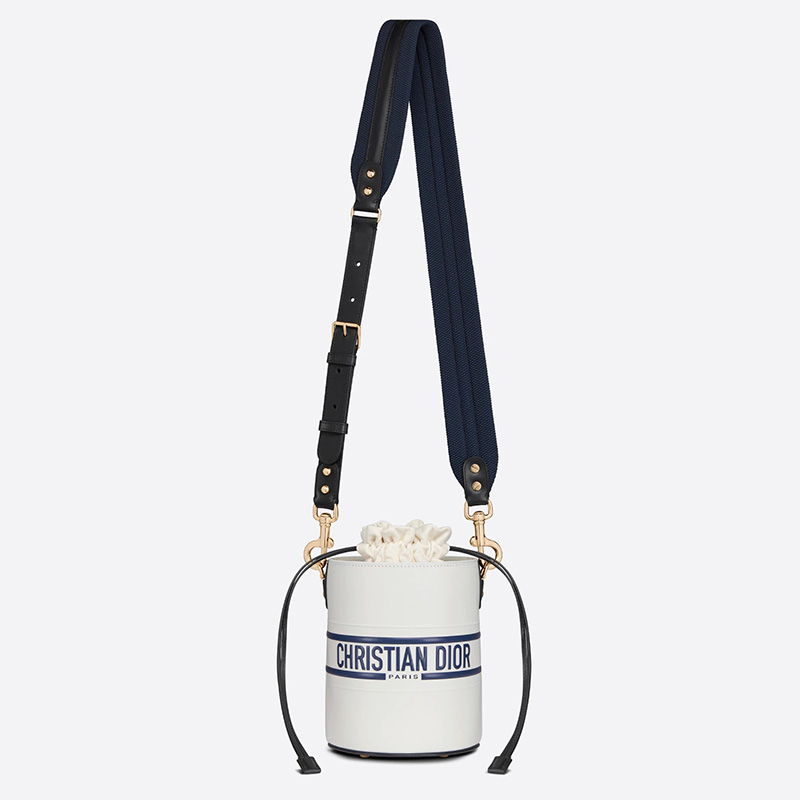 Small Dior Vibe Bucket Bag Smooth Calfskin White