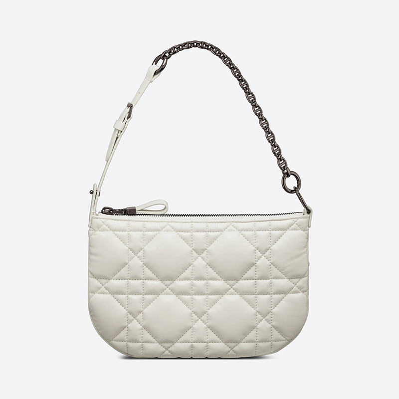 Mini Dior Caro Tulip Bag Quilted Macrocannage Calfskin White