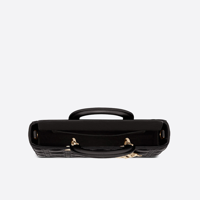 Medium Lady D-Joy Bag Cannage Lambskin Black