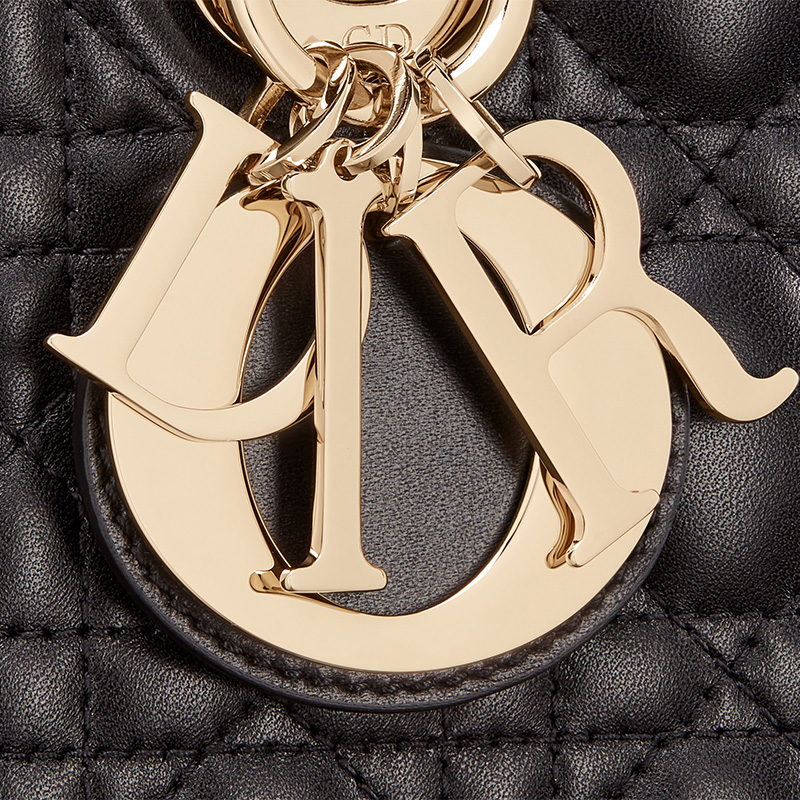 Medium Lady D-Joy Bag Cannage Lambskin Black