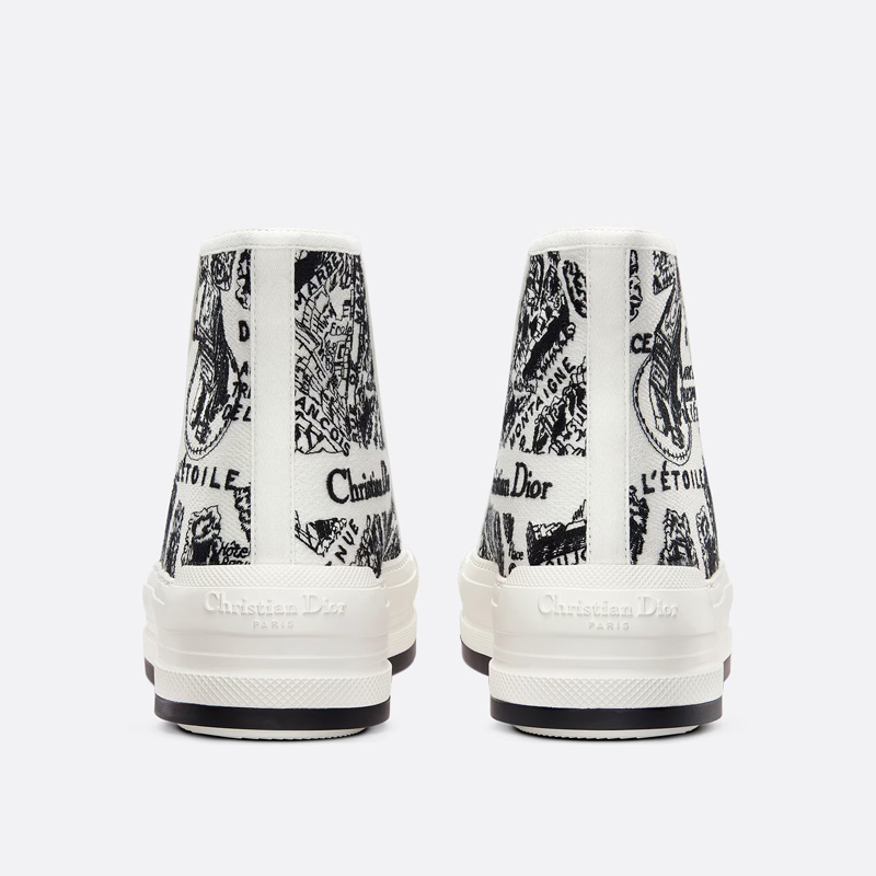 Walk'N'Dior High-Top Platform Sneakers Women Plan de Paris Motif Canvas Black