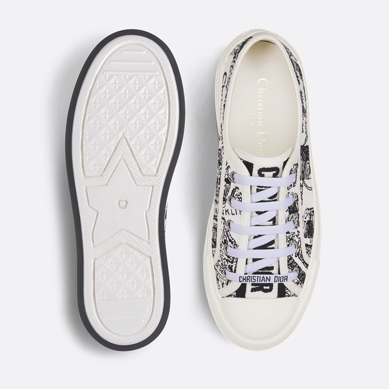 Walk'N'Dior Platform Sneakers Women Plan de Paris Motif Canvas Black